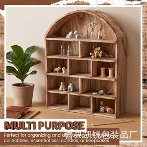 Wooden Hanging Figurine Display Rack Arched 5 Layer <b>Wall</b> <b>Mounted</b> Storage <b>Shelf</b> For Living Room Decor - Product Image 3