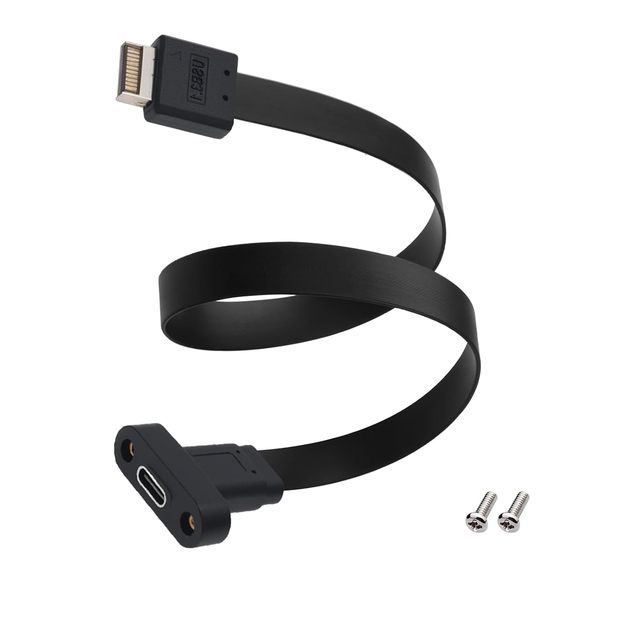 USB 3.1 20Pin Type E IDC Front Panel Header Type-C Female Extension Cable 10Gbps Extension Cord with Panel Mount Screw