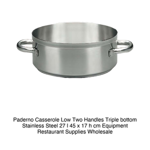 Casserole peu profonde en acier inoxydable Ø 45 cm H 17 cm, 27 L, base triple couche Paderno - Product Image 2