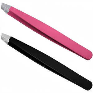 Lot de 2 pinces à épiler légères à pointe inclinée pour cils et sourcils - Pinces à épiler de précision professionnelles - Product Image 1