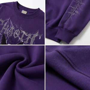 <span class=keywords><strong>Felpa</strong></span> <span class=keywords><strong>Oversize</strong></span> Personalizzata con Grafica <span class=keywords><strong>Viola</strong></span> per Uomo, Design Gotico Streetwear, Pullover con Stampa Personalizzata - Product Image 2