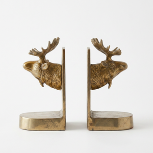 AK Brass Polish Finished Brass Moose Shape Metal <b>Bookends</b> Set Of 2 Customized Decorative Book Ends for Room Library Home Office - Product Image 5