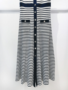 <span class=keywords><strong>Vestido</strong></span> de Punto Largo sin Mangas con Cuello Redondo y Rayas, Estilo Francés, Nuevas Llegadas 2026, Siete Colores - Product Image 5