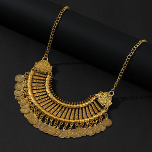 Collar de moneda con flecos bohemios, gargantilla de playa de plata Vintage a la moda gitana, collar llamativo con babero y borlas para mujer - Product Image 2