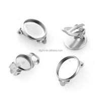 Base de support en acier inoxydable pour boucles d'oreilles à clipser avec plateau pour cabochon et support rond