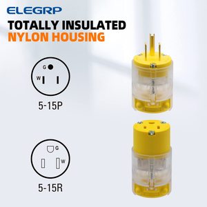 Elegrp ABS và vật liệu đồng 15A 125V thắp sáng lưỡi thẳng điện Cắm và kết nối bộ phích cắm & ổ cắm - Product Image 3