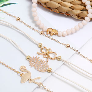 クリエイティブビーズ弦象フラミンゴブレスレットセットシンプルパイナップル弓布5ピースウェディングジュエリー - Product Image 6