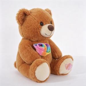 Oso de peluche personalizado con rosa de peluche, oso de peluche, oso de peluche marrón. - Product Image 1