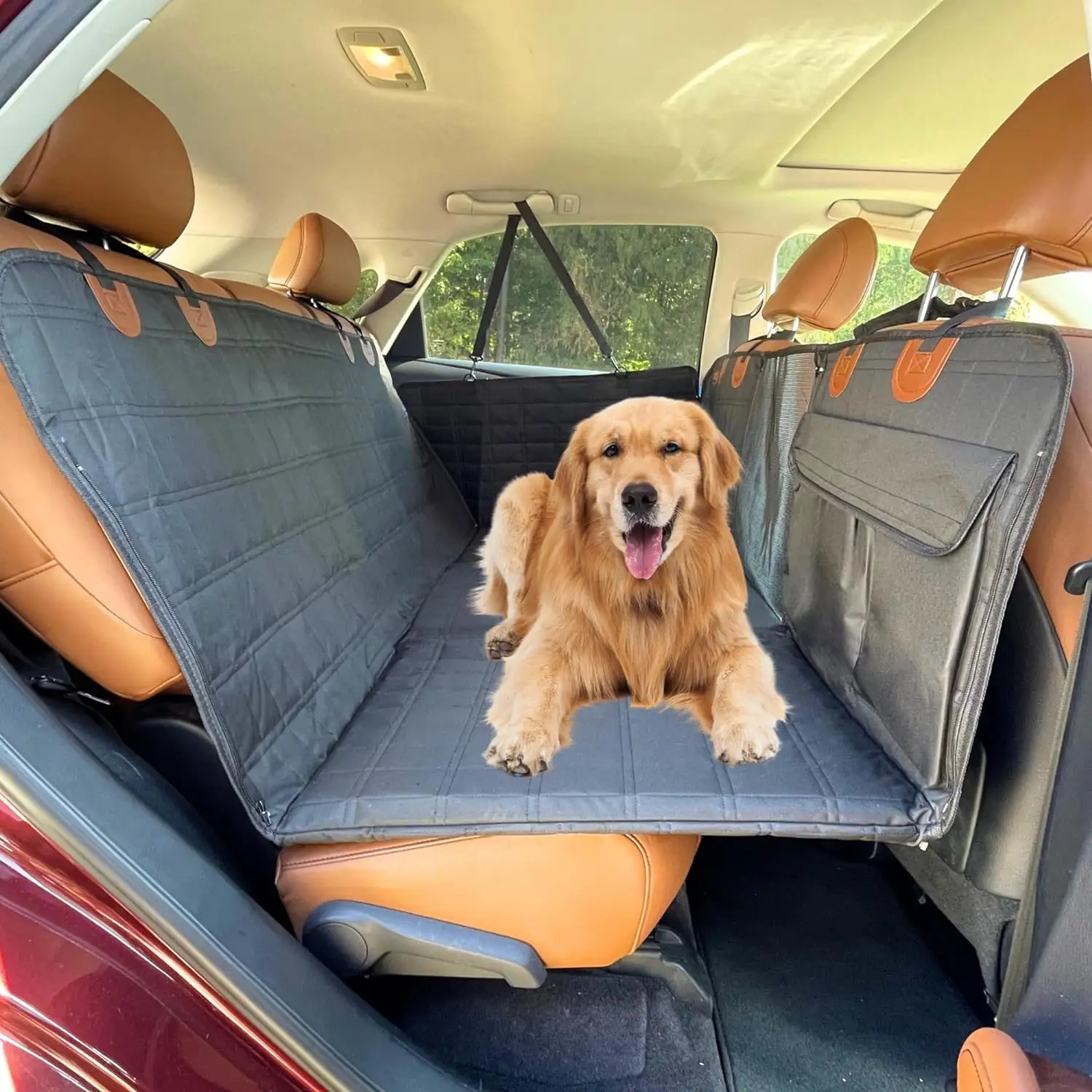 Funda de asiento de coche para perros con fondo duro impermeable funda de asiento de coche para perros para asiento trasero