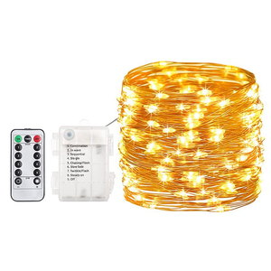 ไฟราวนางฟ้า50LED 5ม. ใช้แบตเตอรี่3AA ไฟสายทองแดงขนาดเล็กควบคุมระยะไกลจับเวลาไฟคริสต์มาส - Product Image 1