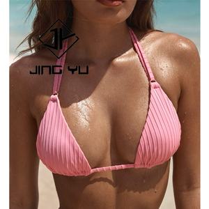 ชุดว่ายน้ำฮาร์ดแวร์สีทองใหม่ปี 2025 ชุดบิกินี่สีชมพูแบบด้าน ผ้าริบ บิกินี่ไมโครไนลอนรีไซเคิลสั่งทำพิเศษ - Product Image 6