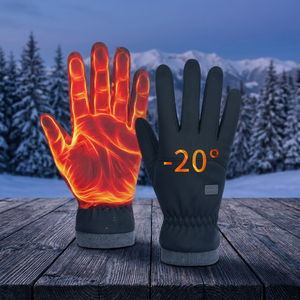 Gants de montagne d'hiver unisexes imperméables coupe-vent doublés de polaire thermiques épais en polyester avec fermeture à cordon de serrage - Product Image 3