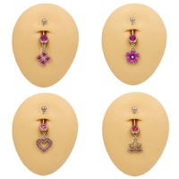 Gaby Nouveau Anneau de Nombril pour Enfants, Design Fleur, en Zircon, pour Fiançailles et Mariage, Haute Qualité, Étanche, en Acier Inoxydable, Sans Nickel