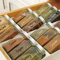 Autocollants personnalisés pour ingrédients de cuisine, ensembles d'autocollants transparents pour bouteilles, autocollants personnalisés pour bocaux, vente chaude
