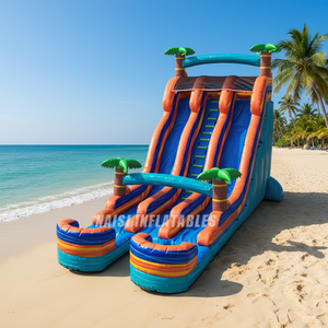 Toboggan aquatique gonflable tropical géant de 23 pieds de haut <span class=keywords><strong>avec</strong></span> deux piscines, usage commercial, toboggan aquatique à double piste, <span class=keywords><strong>location</strong></span> de château gonflable - Product Image 1