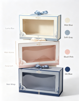 Boîte Cadeau Pliante Écologique et Réutilisable Bleu Brume avec Fenêtre Transparente et Compartiment Visuel