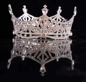 Couronne de Mariage et de Concours de Beauté Grande Taille pour Femme - Tiara Ronde Complète Miss Monde - Offre Spéciale - Product Image 1