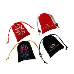 Sac à cordon en flanelle simple face pour bijoux, avec motifs brodés et transferts thermiques, personnalisable, perforé pour le rangement - Product Image 5