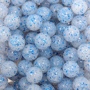 Perles en silicone rondes brillantes de 15 mm, bleu brillant, avec confettis, effet gelée, liquide arc-en-ciel, pour la fabrication de stylos DIY - Product Image 1