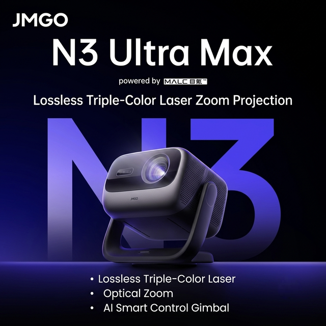 JMGO N3 UltraMax 4350 ISO Lumens Smart Gimbal Tri-Color Smart Laser Projector 4K Ultra HD Laser TV for HomeTheater Proyector