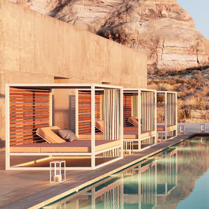 مظلة كبيرة للفنادق ، حمام سباحة للحديقة مقاوم للماء من الألومنيوم المصقول ، سرير نهاري خارجي مزدوج مربع - Product Image 5