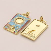 18K asli lapis emas kartu Tarot Enamel liontin Mega fokus Aksesori kalung gelang DIY dengan zirkon