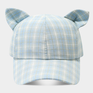 Neue karierte Baseballkappe mit Katzenohren für Damen – Stylische, vielseitige Outdoor-Freizeitkappe, gesichtsverschmeichelnder Sonnenhut, trendige Marken-Entenschnabelkappe - Product Image 5