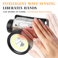 Linterna Frontal LED COB Recargable de 2000 mAh, Resistente al Agua IP66, 5 Modos, Haz de Luz Ajustable, Carga USB-C, Portátil, Luz Roja, para Camping