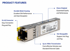 โมดูลทองแดง Cisco GLC-TE SFP เป็น RJ45 10/100/1000Mbps แบบ Auto MDI/MDIX Gigabit SFP Transceiver สำหรับสวิตช์เครือข่ายองค์กร - Product Image 2