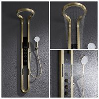 Douche thermostatique LED multifonctionnelle ELOILO en laiton poli et céramique, noire, à poignée unique, avec jets pluie, chaud/froid et massage