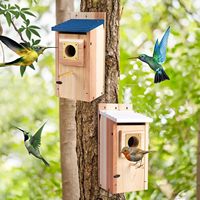Nichoir et cage à oiseaux en bois massif pour l'extérieur, couleur personnalisable, design rectangulaire réutilisable pour oiseaux, ornement suspendu DIY