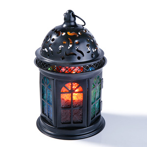 Lanterna all'ingrosso della lampada del vento del metallo su ordinazione marocchina Eid della lampada di Ramadan della luna nera e della stella - Product Image 5