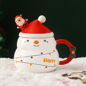 Taza de Café de Porcelana con Diseño Navideño de Santa Claus y Muñeco de Nieve, con Cuchara, para Fiestas, Venta al Por Mayor de Fábrica - Product Image 4