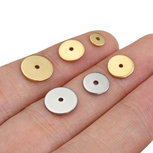 Cuentas espaciadoras de acero inoxidable Mingx, con forma de rueda, chapadas en oro de 18K, sueltas, redondas perforadas, cuentas de posicionamiento DIY - Product Image 1