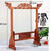 Support de pinceaux de calligraphie en bois de rose massif, fait main, avec base antidérapante – Support mural pour pinceaux chinois sculpté double dragon