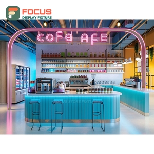 Professional Cafe Service Counter Natural Oak Finish Coffee Bean Display Area Commercial Cafe Counter - Product Image 2