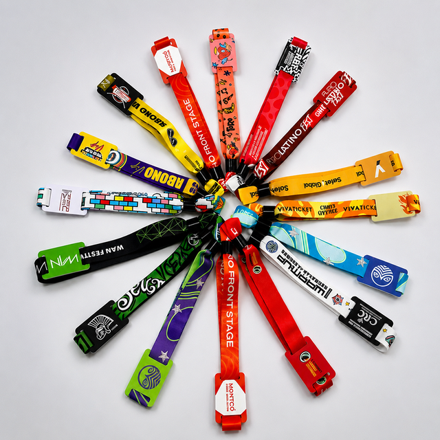 Custom Logo Heat Transfer Woven Eco-friendly RFID Wristbands with Polyester Fabric for Events