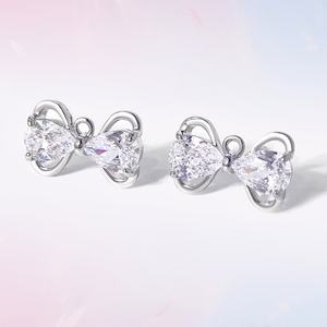 Fashion Wholesale Stud Earrings CZ Zircon 18K Gold Plated Trendy <b>Bow</b> <b>Ribbon</b> Earrings for Women - Product Image 2