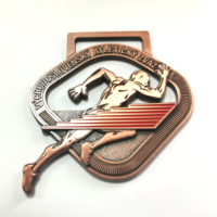 Médaille de finisseur personnalisée pour l'athlétisme, en alliage de zinc, cuivre antique, découpée creuse, récompense événementielle, cadeau