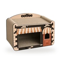 Maison pour chat style café, avec plateau à gratter en carton et abri inférieur pour chats d'intérieur, vente en gros, directement de l'usine