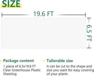 غطاء بلاستيكي للبيوت الزجاجية 6.5 × 19.6 قدم، سماكة 6 ميل، شفاف، مقاوم للأشعة فوق البنفسجية، فيلم <span class=keywords><strong>LDPE</strong></span> مضاد للماء للمزارع والزراعة والحدائق، صنع في الصين - Product Image 6