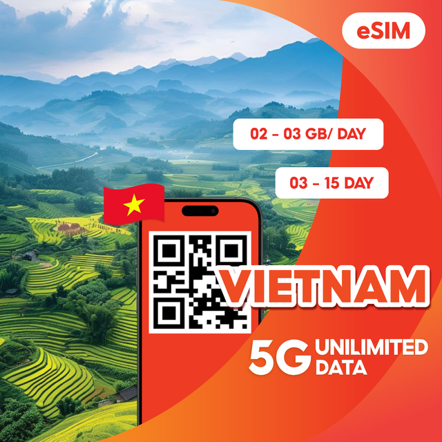 eSIM-123 countries from Vietnam Travel internet / roaming data NionAir Digital eSIM Internet access for travel Digital eSIM