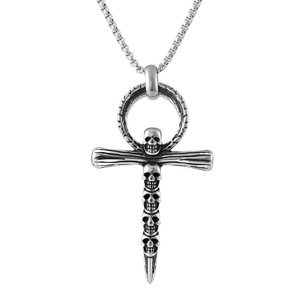Yunnique – collier avec pendentif croix et crâne en acier inoxydable, unisexe, Punk, Hip Hop, bijoux à la mode, Design géométrique, FY24046 - Product Image 5