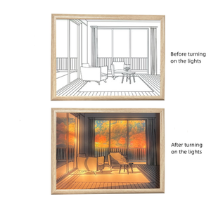 Thiết kế mới LED ánh sáng mặt trời ánh sáng ban đêm Tabletop trang trí đèn với hộp bóng tường nghệ thuật sơn khung kim loại cơ sở vải hỗ trợ - Product Image 5