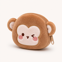 Porte-monnaie en peluche singe mignon, pochette douce en peluche, sac à monnaie de dessin animé, cadeau pour étudiants