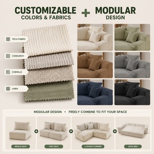 Sofá Seccional Modular en Forma de L con Tiras Verticales, Sofá Comprimido al Vacío de Corduroy, Combinación Libre, Sofá Compresible para Sala de Estar - Product Image 5
