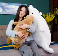 Peluche lestée en peluche couchée OEM pour le soulagement de l'anxiété, peluche ours blanc doux couché, coussins