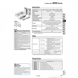 โต๊ะสไลด์แบบนิวเมติก SMC อุปกรณ์จัดการวัสดุ MXQ8-30CSBT - Product Image 1