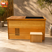 Bain froid de luxe en bois avec refroidisseur, baignoire à glace à température contrôlée pour salle de sauna