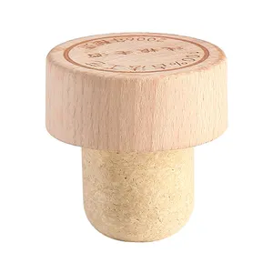 Tampa de madeira para garrafa de vinho, rolha de cortiça e rolha de vinho